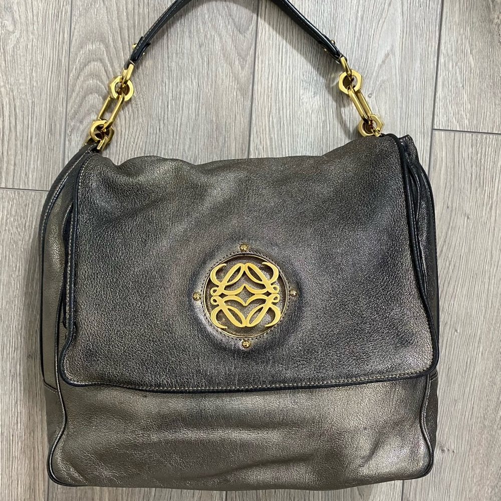 Loewe Maia Metallic Leather Shoulder Bag